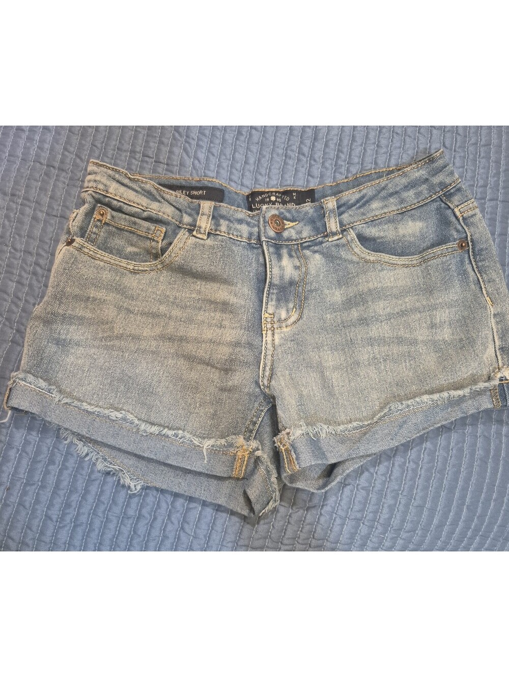 Lucky Brand Riley Shorts Girls Size 12 Light Wash Frayed Hem